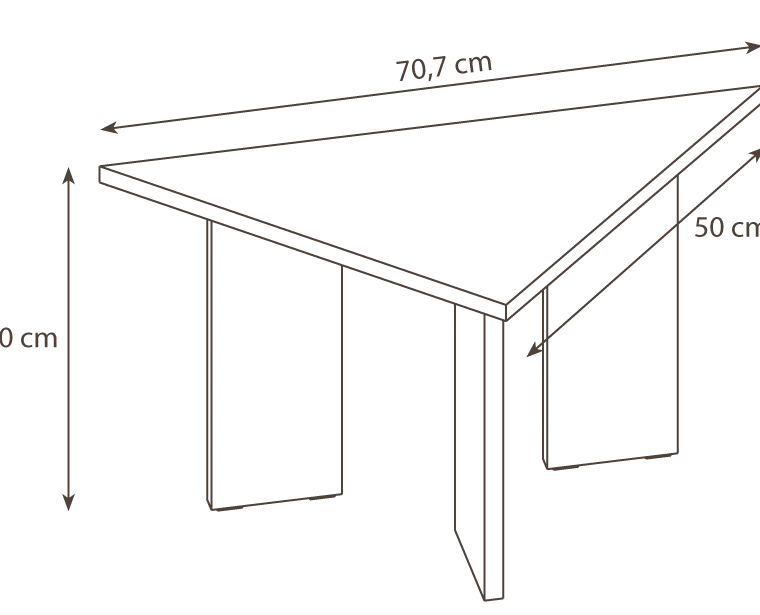 Trekantet sidebord i fyrretræ